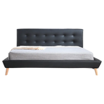 King PU Leather Deluxe Bed Frame Black - Furniture > Bedroom > Beds & Bed Frames