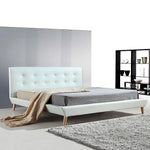 King PU Leather Deluxe Bed Frame White - Furniture > Bedroom > Beds & Bed Frames