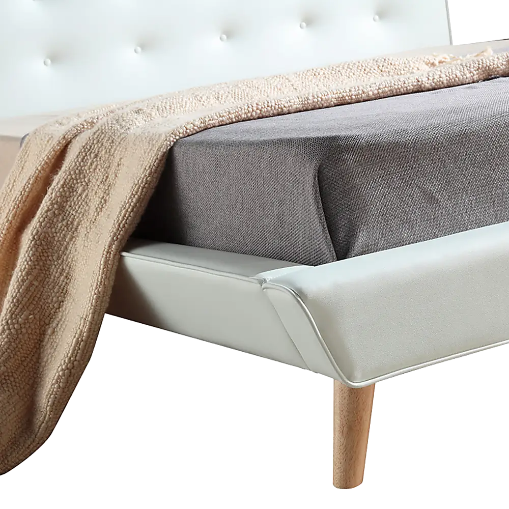 King PU Leather Deluxe Bed Frame White - Furniture > Bedroom > Beds & Bed Frames