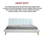 King PU Leather Deluxe Bed Frame White - Furniture > Bedroom > Beds & Bed Frames