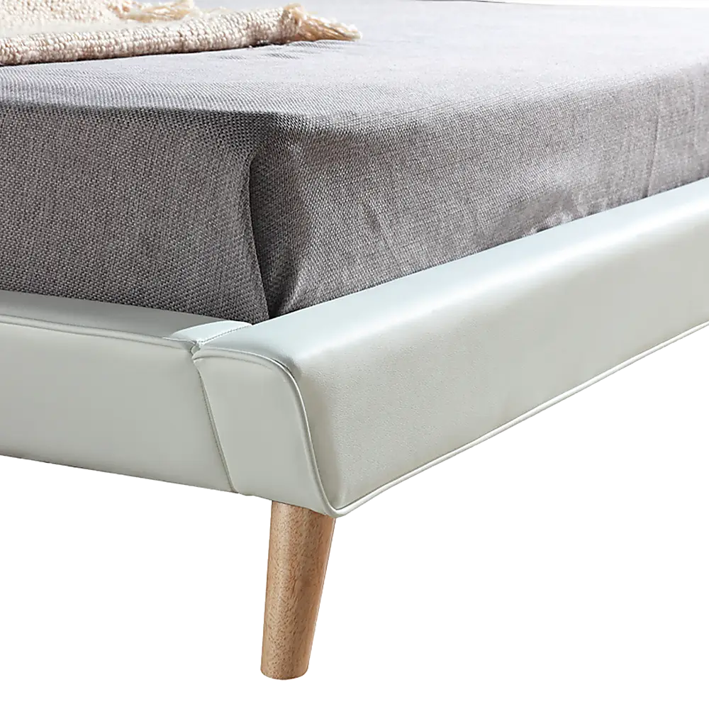 King PU Leather Deluxe Bed Frame White - Furniture > Bedroom > Beds & Bed Frames