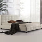 King PU Leather Deluxe Bed Frame White - Furniture > Bedroom > Beds & Bed Frames