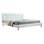 King PU Leather Deluxe Bed Frame White - Furniture > Bedroom > Beds & Bed Frames