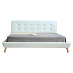 King PU Leather Deluxe Bed Frame White - Furniture > Bedroom > Beds & Bed Frames