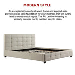 King PU Leather Deluxe Bed Frame White - Furniture > Bedroom > Beds & Bed Frames