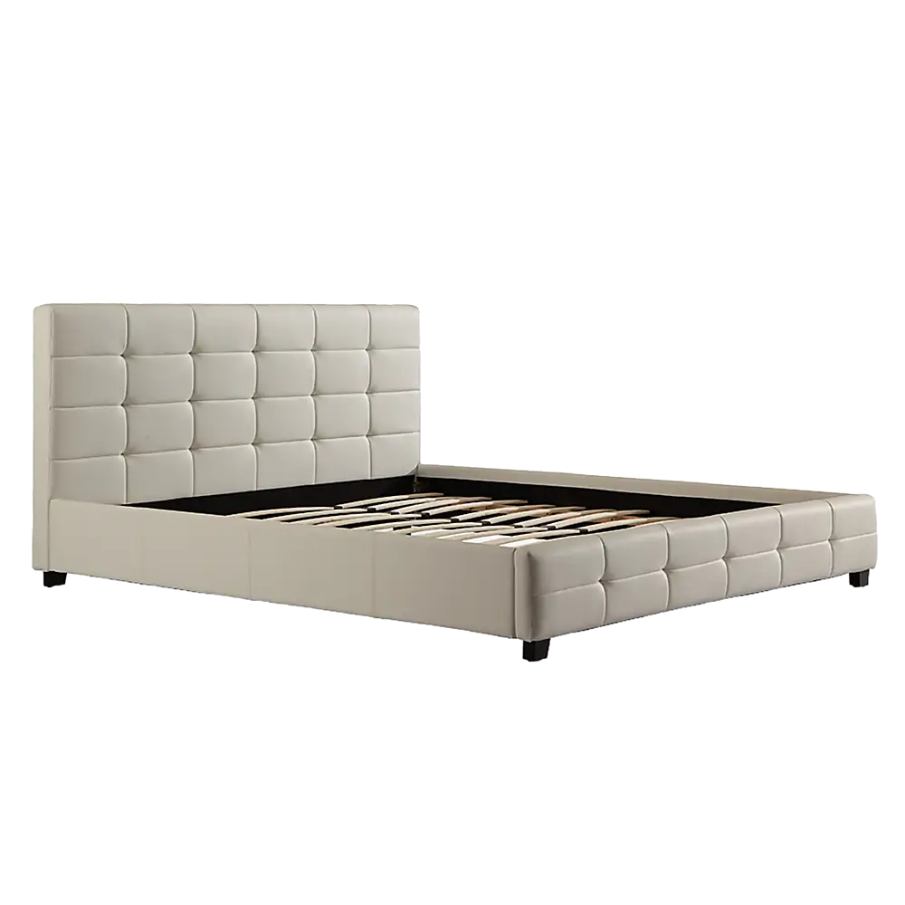 King PU Leather Deluxe Bed Frame White - Furniture > Bedroom > Beds & Bed Frames
