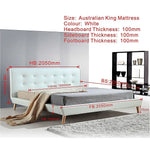 King PU Leather Deluxe Bed Frame White - Furniture > Bedroom > Beds & Bed Frames