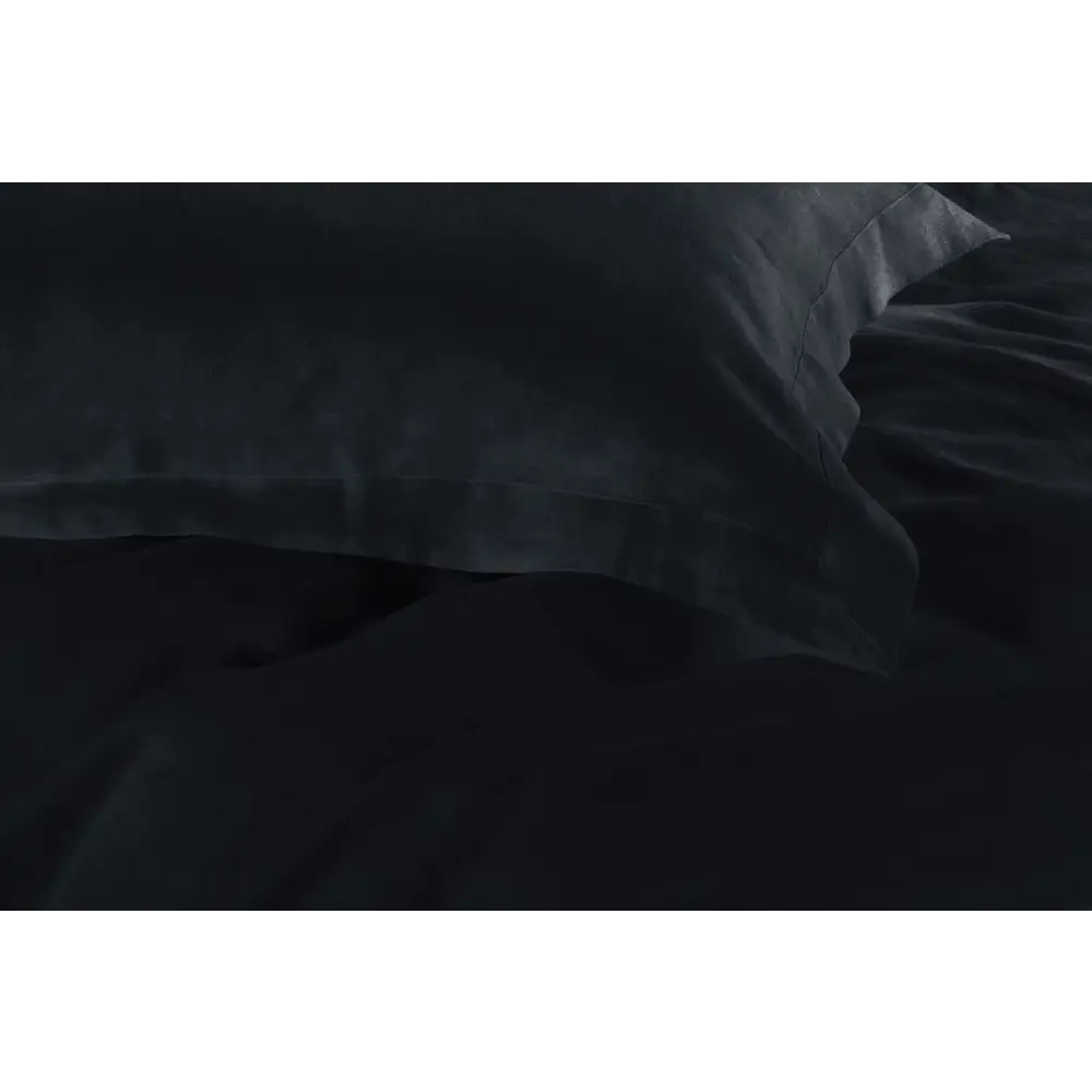 King Single 1000TC Tailored Duvet Quilt Cover Set - Black - Home & Garden > Bedding > Duvet Covers