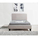 King Single Linen Fabric Bed Frame Beige - Furniture > Bedroom