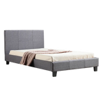 King Single Linen Fabric Bed Frame Grey - Furniture > Bedroom > Beds & Bed Frames