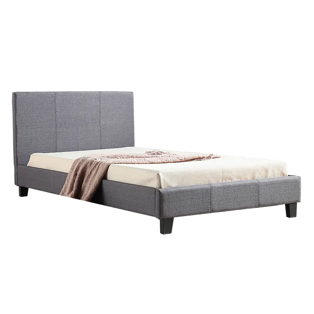 King Single Linen Fabric Bed Frame Grey - Furniture > Bedroom > Beds & Bed Frames