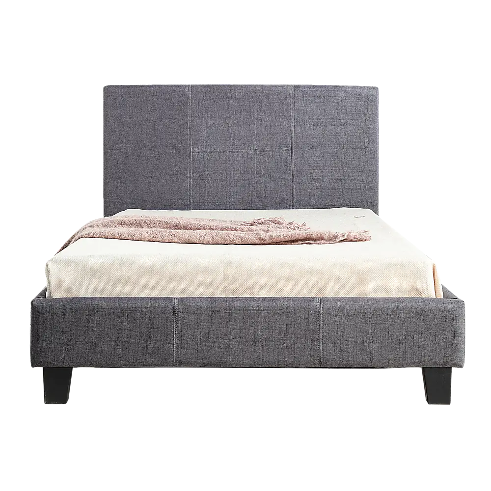 King Single Linen Fabric Bed Frame Grey - Furniture > Bedroom > Beds & Bed Frames