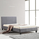 King Single Linen Fabric Bed Frame Grey - Furniture > Bedroom > Beds & Bed Frames