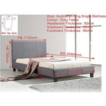 King Single Linen Fabric Bed Frame Grey - Furniture > Bedroom > Beds & Bed Frames