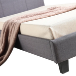 King Single Linen Fabric Bed Frame Grey - Furniture > Bedroom > Beds & Bed Frames