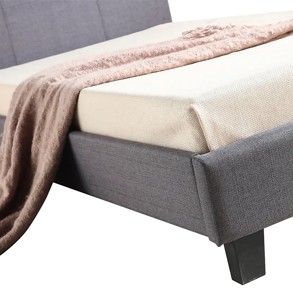 King Single Linen Fabric Bed Frame Grey - Furniture > Bedroom > Beds & Bed Frames