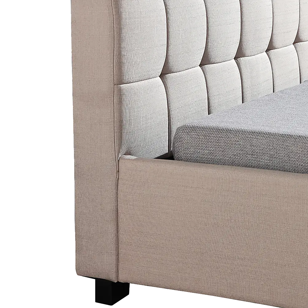 King Single Linen Fabric Deluxe Bed Frame Beige - Furniture > Bedroom > Beds & Bed Frames