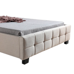King Single Linen Fabric Deluxe Bed Frame Beige - Furniture > Bedroom > Beds & Bed Frames