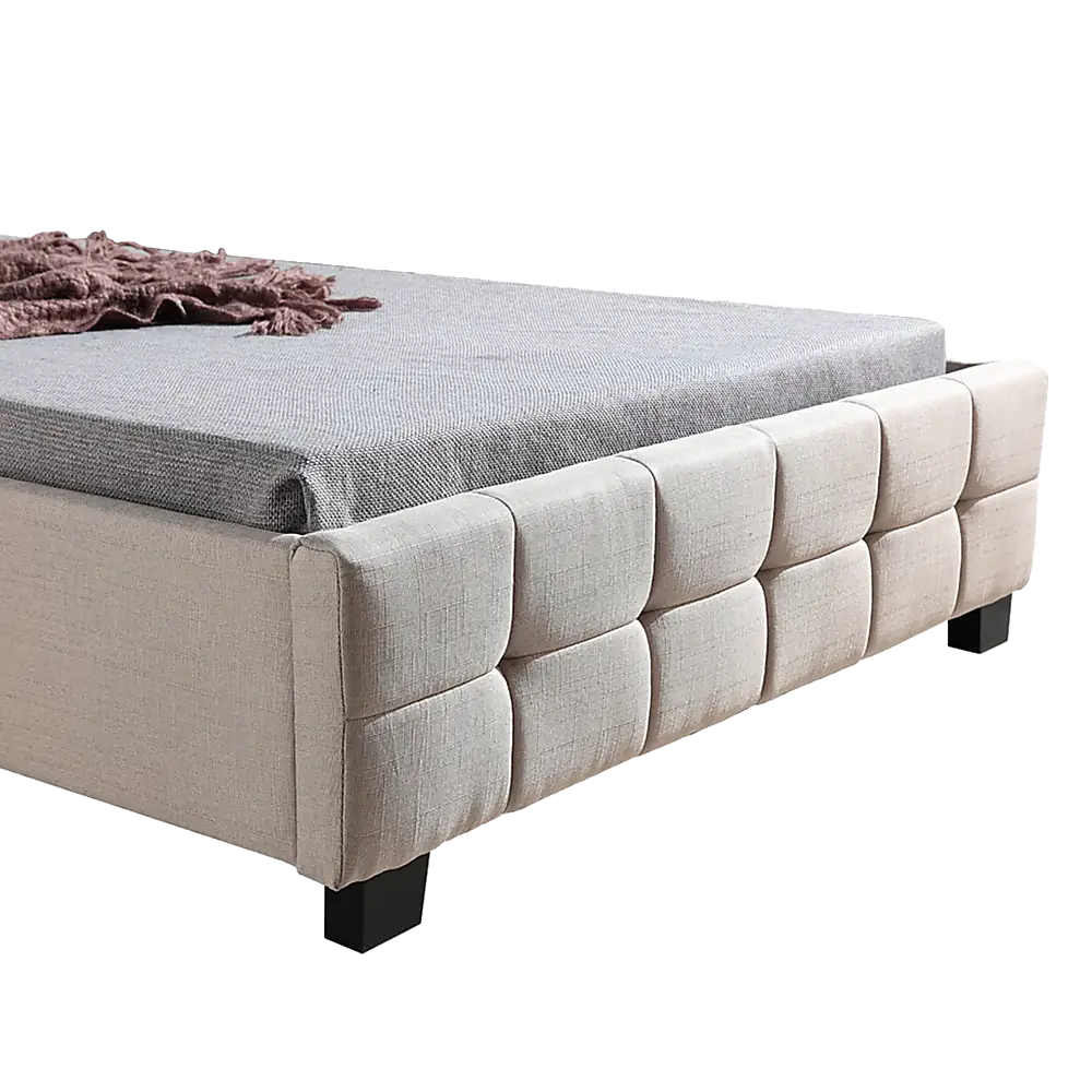 King Single Linen Fabric Deluxe Bed Frame Beige - Furniture > Bedroom > Beds & Bed Frames