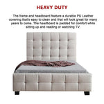 King Single Linen Fabric Deluxe Bed Frame Beige - Furniture > Bedroom > Beds & Bed Frames