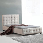 King Single Linen Fabric Deluxe Bed Frame Beige - Furniture > Bedroom > Beds & Bed Frames
