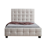 King Single Linen Fabric Deluxe Bed Frame Beige - Furniture > Bedroom > Beds & Bed Frames