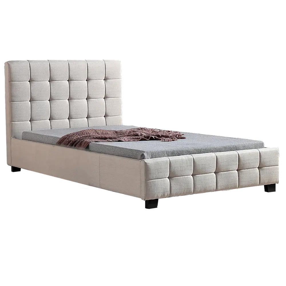 King Single Linen Fabric Deluxe Bed Frame Beige - Furniture > Bedroom > Beds & Bed Frames