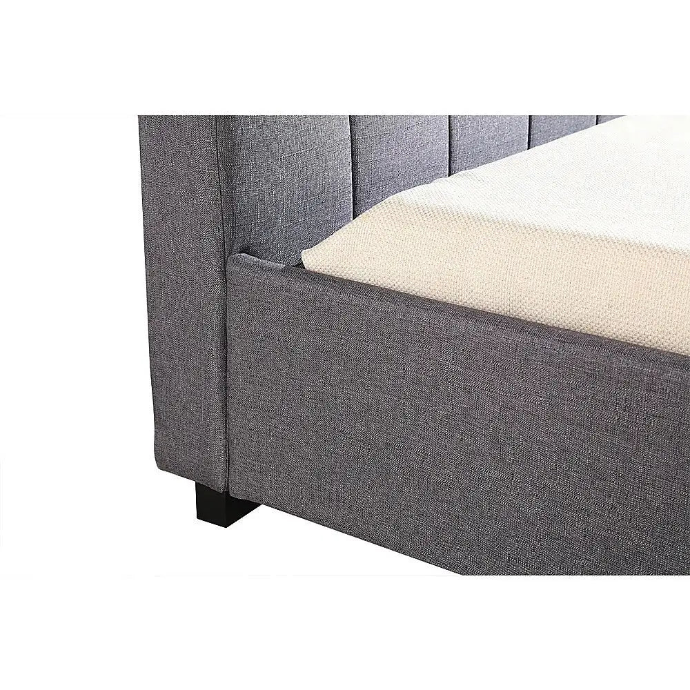 King Single Linen Fabric Deluxe Bed Frame Grey - Furniture > Bedroom