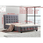 King Single Linen Fabric Deluxe Bed Frame Grey - Furniture > Bedroom