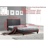 King Single PU Leather Bed Frame Black - Furniture > Bedroom