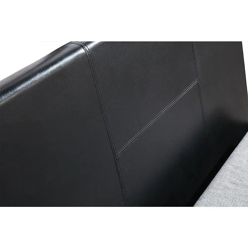 King Single PU Leather Bed Frame Black - Furniture > Bedroom