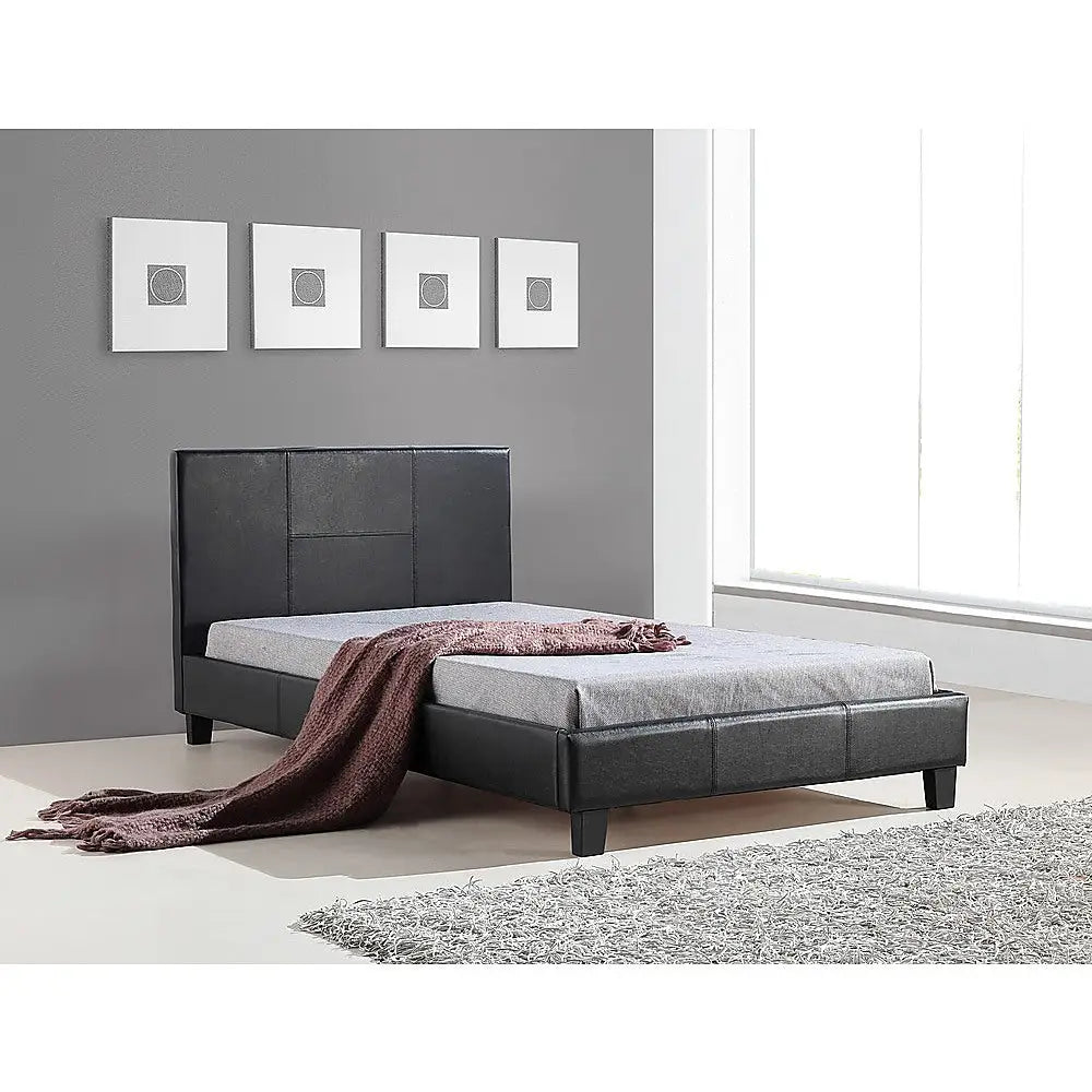 King Single PU Leather Bed Frame Black - Furniture > Bedroom