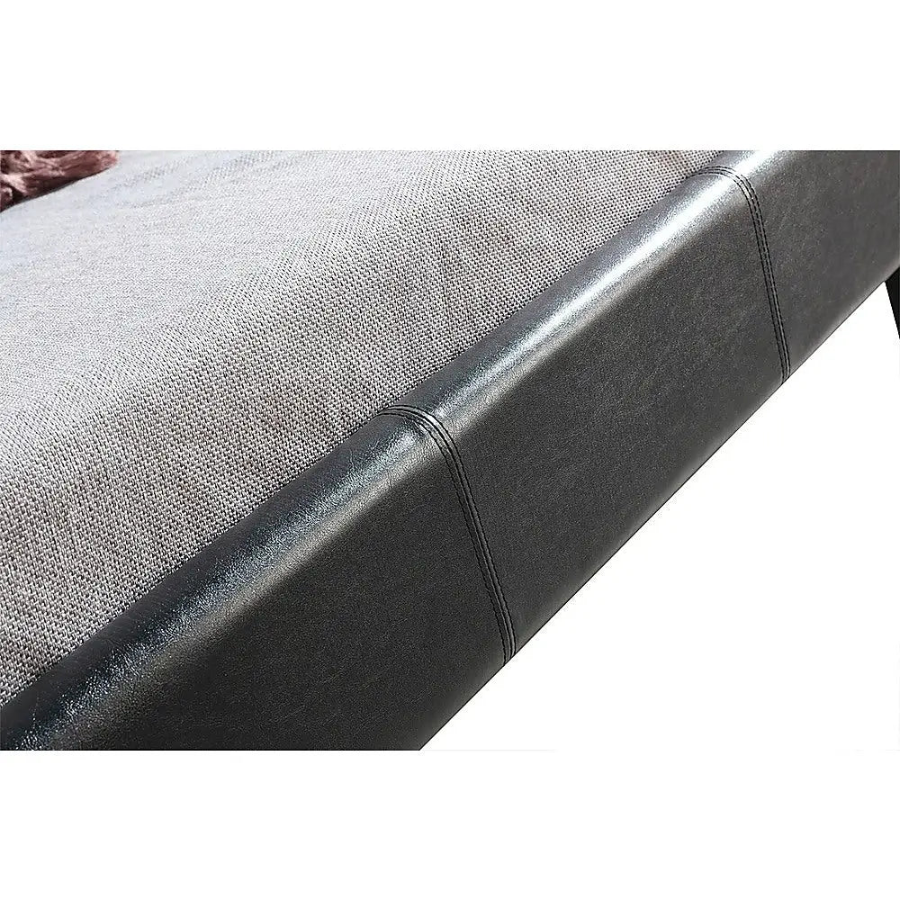 King Single PU Leather Bed Frame Black - Furniture > Bedroom
