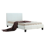 King Single PU Leather Bed Frame White - Furniture > Bedroom > Beds & Bed Frames