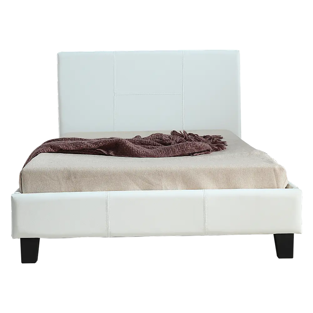 King Single PU Leather Bed Frame White - Furniture > Bedroom > Beds & Bed Frames
