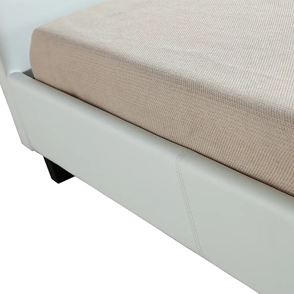 King Single PU Leather Bed Frame White - Furniture > Bedroom > Beds & Bed Frames
