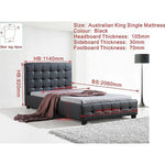 King Single PU Leather Deluxe Bed Frame Black - Furniture > Bedroom