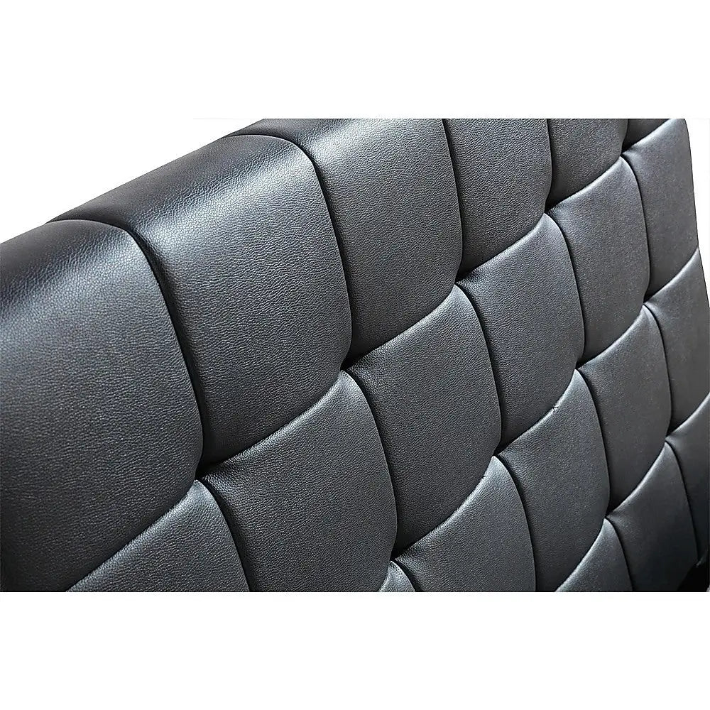 King Single PU Leather Deluxe Bed Frame Black - Furniture > Bedroom