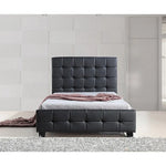 King Single PU Leather Deluxe Bed Frame Black - Furniture > Bedroom
