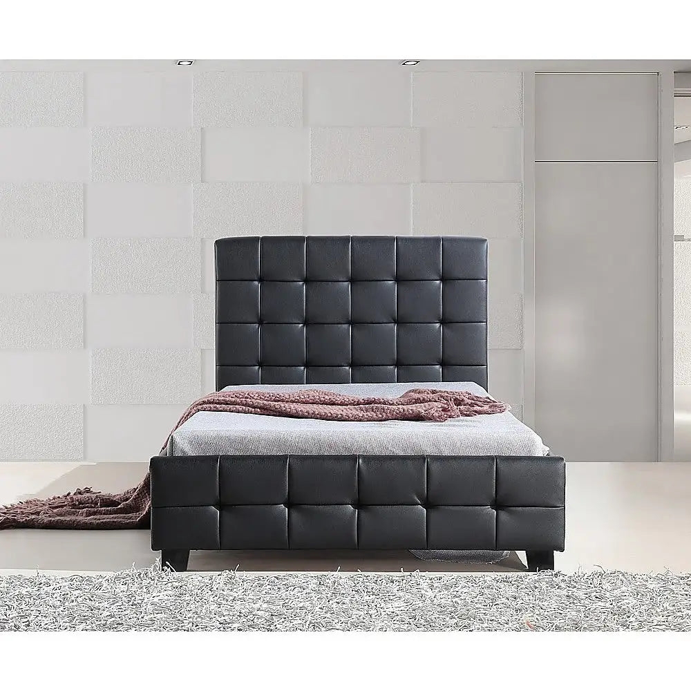 King Single PU Leather Deluxe Bed Frame Black - Furniture > Bedroom