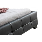 King Single PU Leather Deluxe Bed Frame Black - Furniture > Bedroom