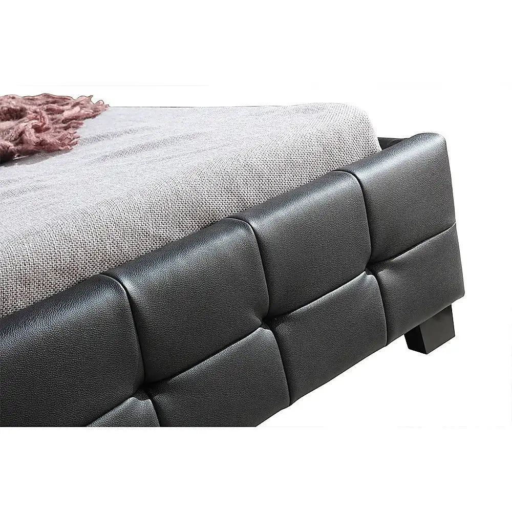 King Single PU Leather Deluxe Bed Frame Black - Furniture > Bedroom