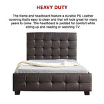 King Single PU Leather Deluxe Bed Frame Brown - Furniture > Bedroom > Beds & Bed Frames
