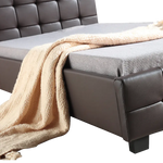King Single PU Leather Deluxe Bed Frame Brown - Furniture > Bedroom > Beds & Bed Frames
