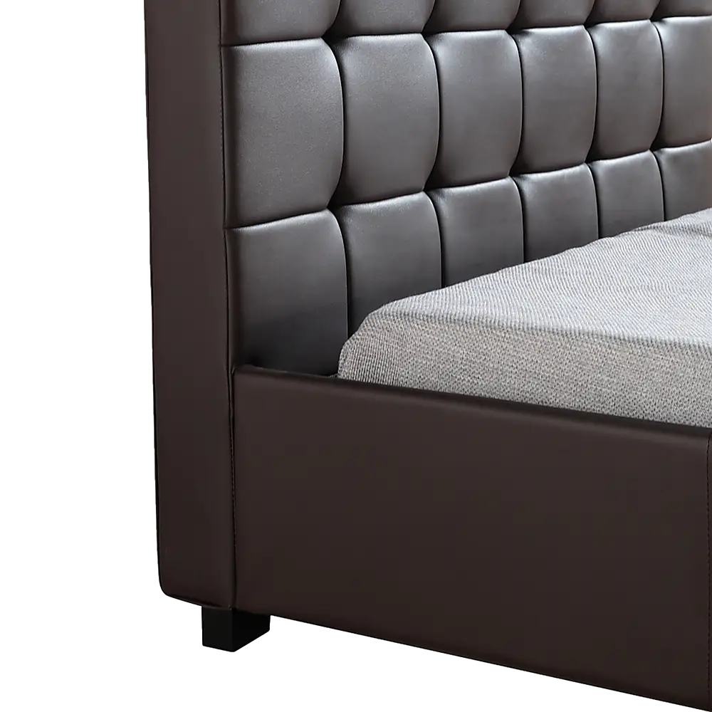 King Single PU Leather Deluxe Bed Frame Brown - Furniture > Bedroom > Beds & Bed Frames