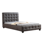 King Single PU Leather Deluxe Bed Frame Brown - Furniture > Bedroom > Beds & Bed Frames