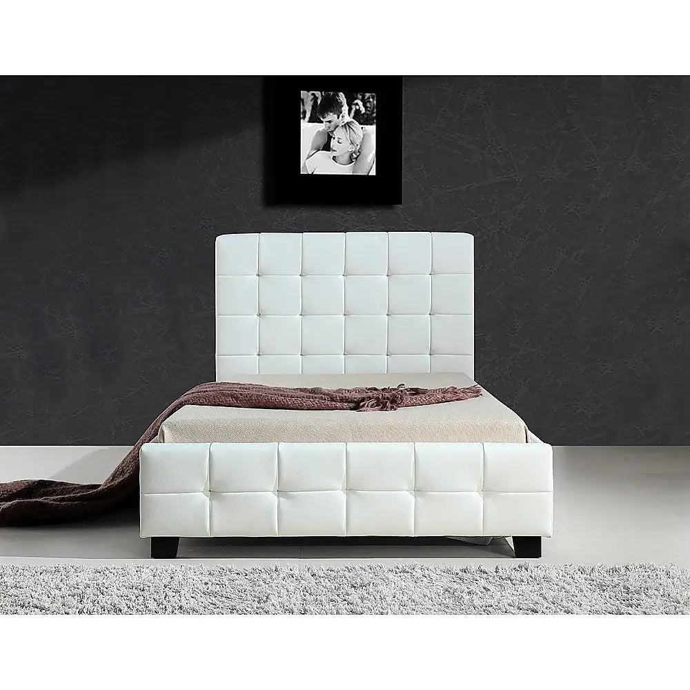 King Single PU Leather Deluxe Bed Frame White - Furniture > Bedroom