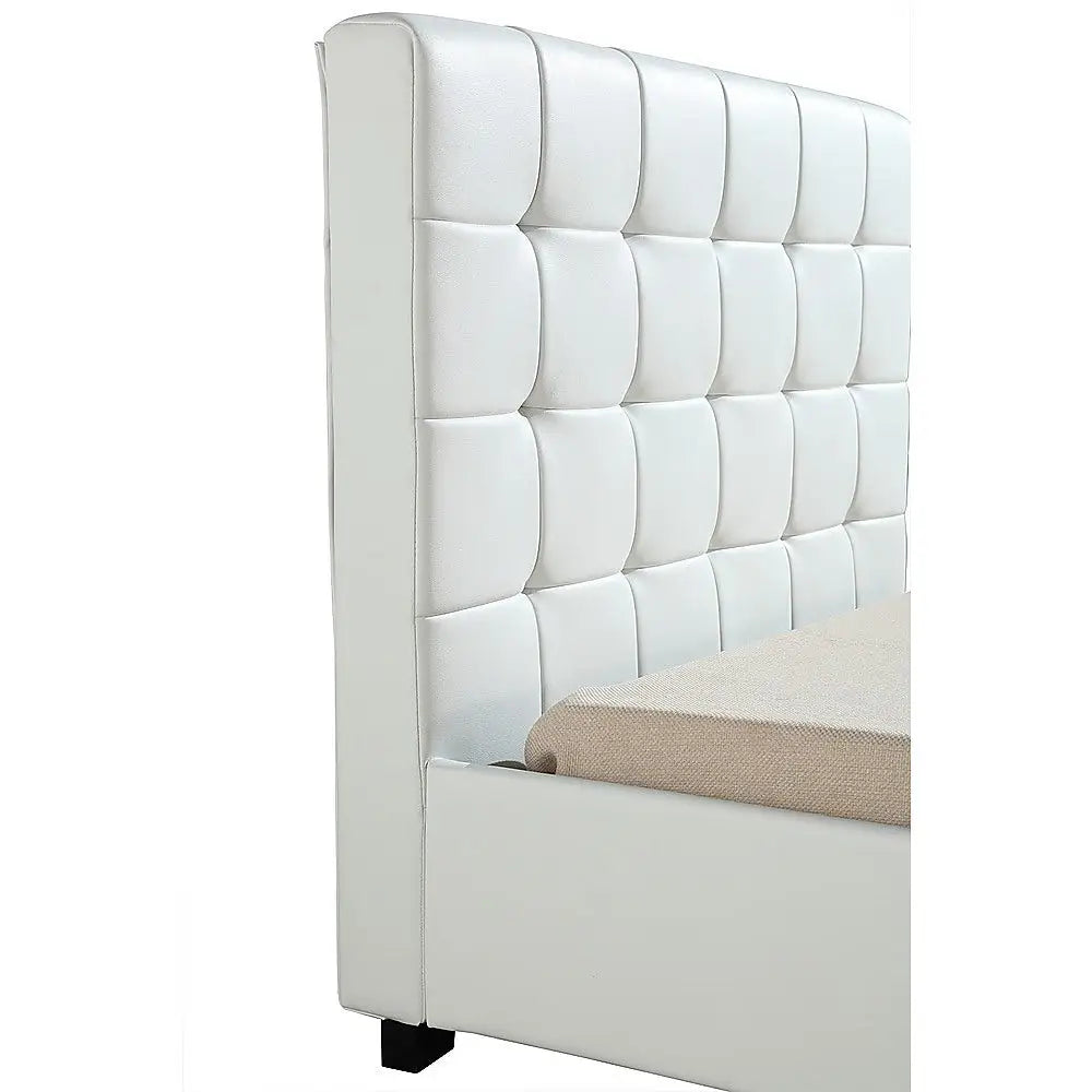 King Single PU Leather Deluxe Bed Frame White - Furniture > Bedroom