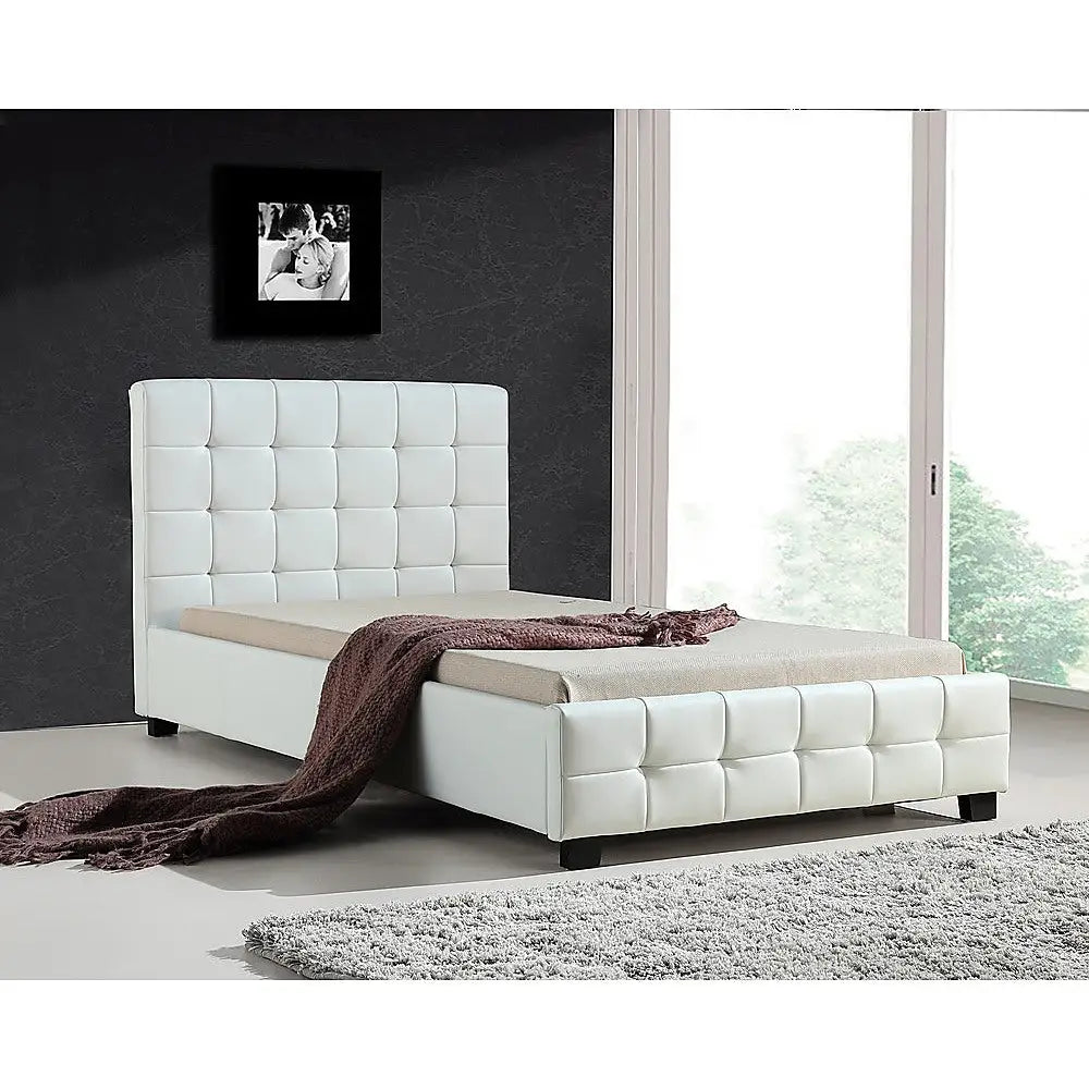 King Single PU Leather Deluxe Bed Frame White - Furniture > Bedroom