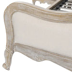 King Size Bed Frame Linen Fabric Beige Oak Wood White Washed Finish Slat Base Mattress Support - Furniture > Mattresses